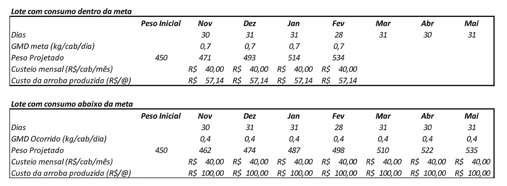 exemplo desvio de consumo causado pela estrutura do cocho